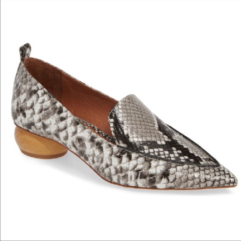 JEFFREY CAMPBELL NEW VIONA LOAFER GREY SNAKE PRINT